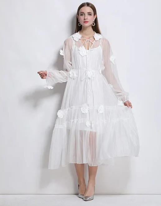 A Linie Chiffon Standesamtkleid Debbie mit Blumen
