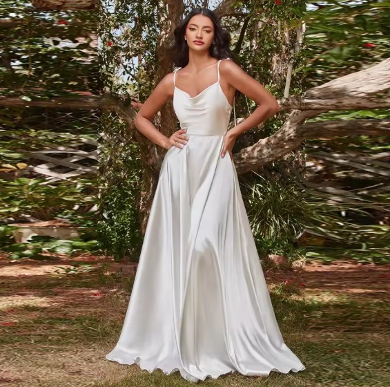 A Linie Spaghettiträger Satin Brautkleid Damira Schlicht