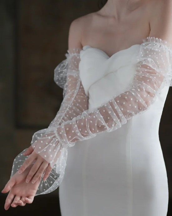 Tüll Ärmeln zur Brautkleid Handschuhe Deetje Weiß