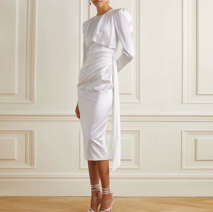 Bleistift Langarm Standesamt Brautkleid Dorisa Wadenlang