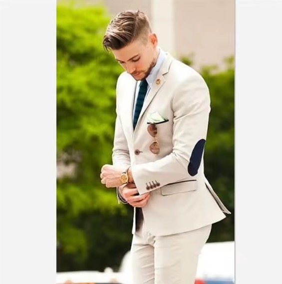 British Style Hochzeitsanzug für den Bräutigam Zweiteilig in Beige