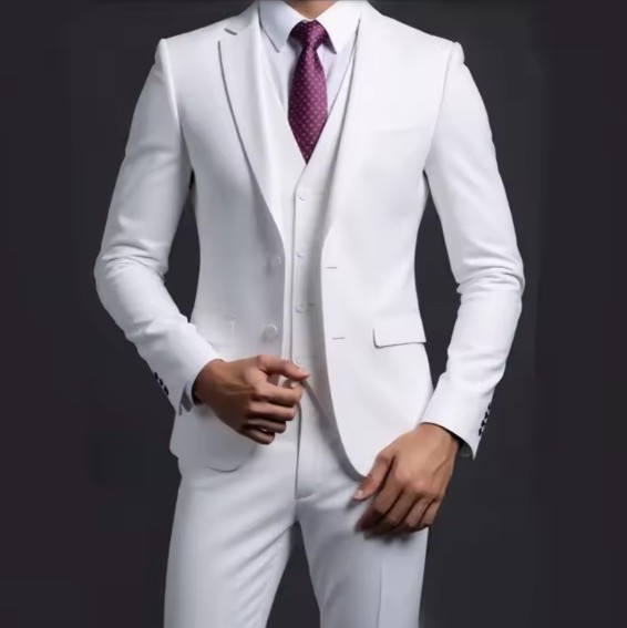 Hochzeitsanzug Bone für den Bräutigam Dreiteilig in Weiß