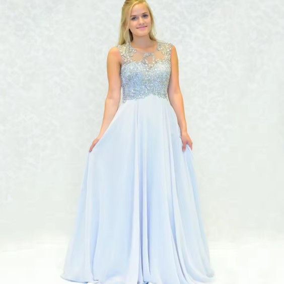 Ärmelloses Empire Brautkleid Erin in Himmelblau