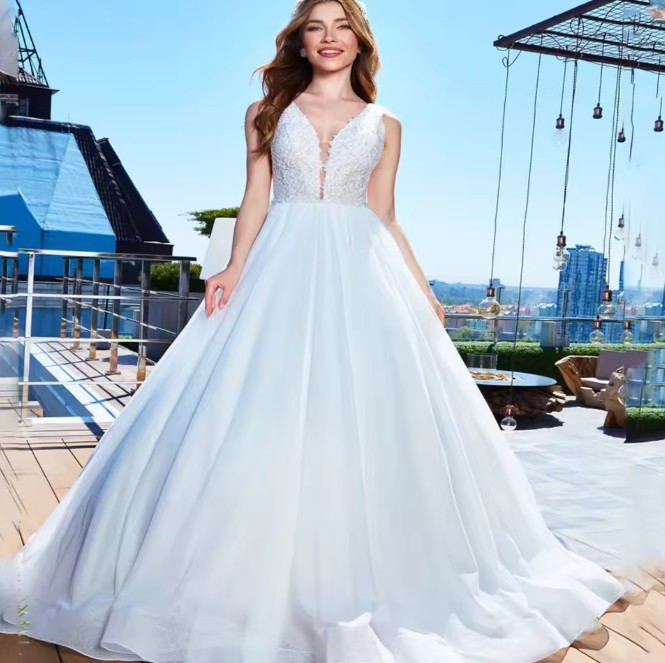 Ärmelloses A Linie Brautkleid Eve mit Spitze