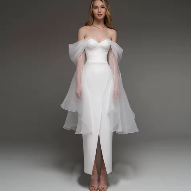 I Linie Brautkleid Erna Knöchellang mit Tüll Applikationen