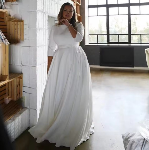  A Linie Langarm Clean Chic Brautkleid Elea