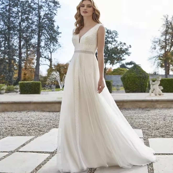  A Linie Brautkleid Elora Ärmellos mit Spitze