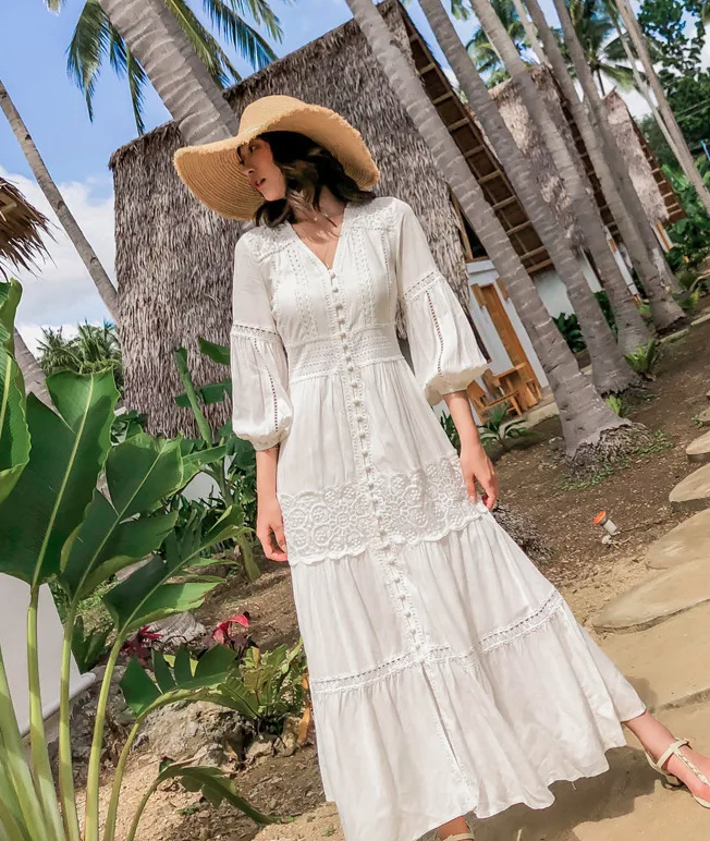 Boho Style Standesamtkleid Andrea Knöchellang in Weiß