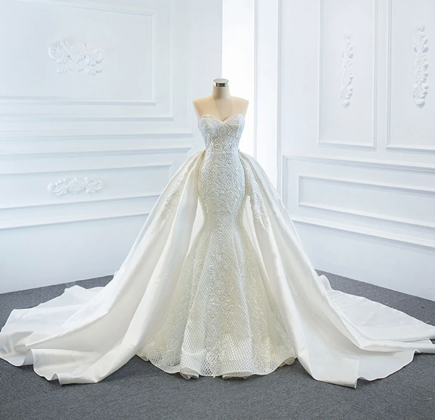 2 in 1 Luxus Meerjungfrau Brautkleid Alyssa mit Abnehmbarem Schleppe