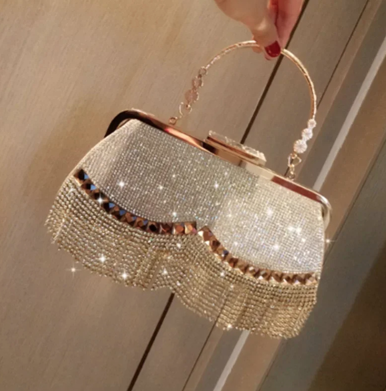 Glitzer Vintage Brauttasche in Gold