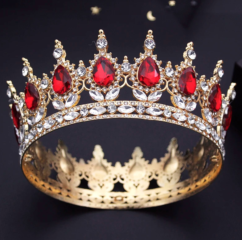 Barock Braut Krone Annelie Rot Gold