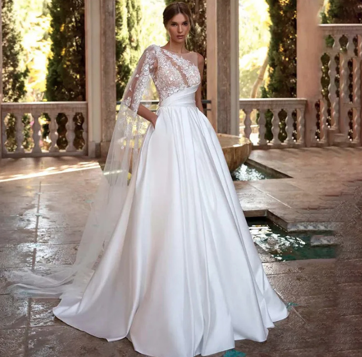 A Linie Brautkleid Anne-Marie Modern Bodenlang mit Blume Spitze Applikationen