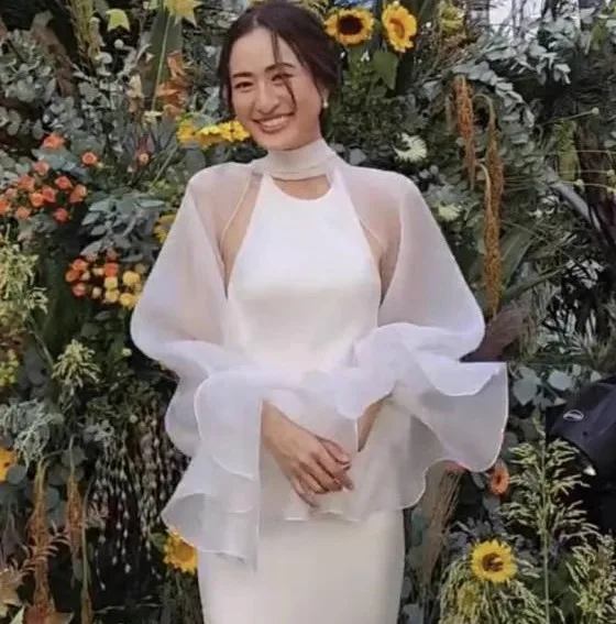 Langarm Organza Hochzeits Bolero