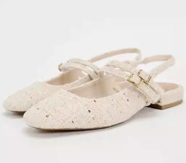 Mary Jane Tweed Brautschuhe Pumps mit Riemchen