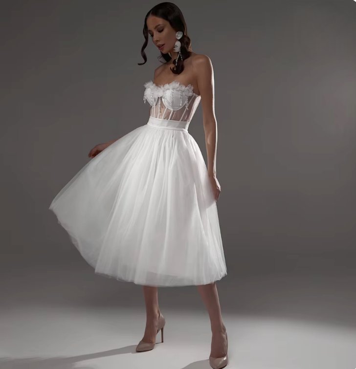 Schulterfreies Mieder Brautkleid Benita Wadenlang