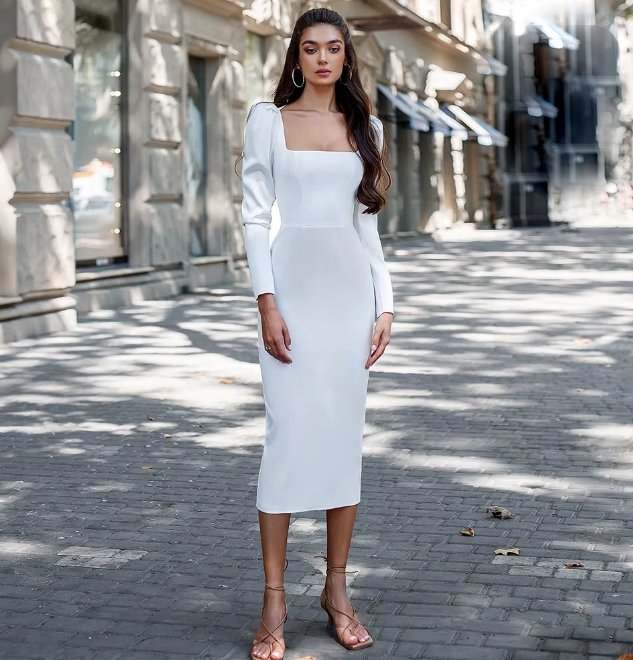 Langarm Bleistift Standesamtkleid Bettina Wadenlang