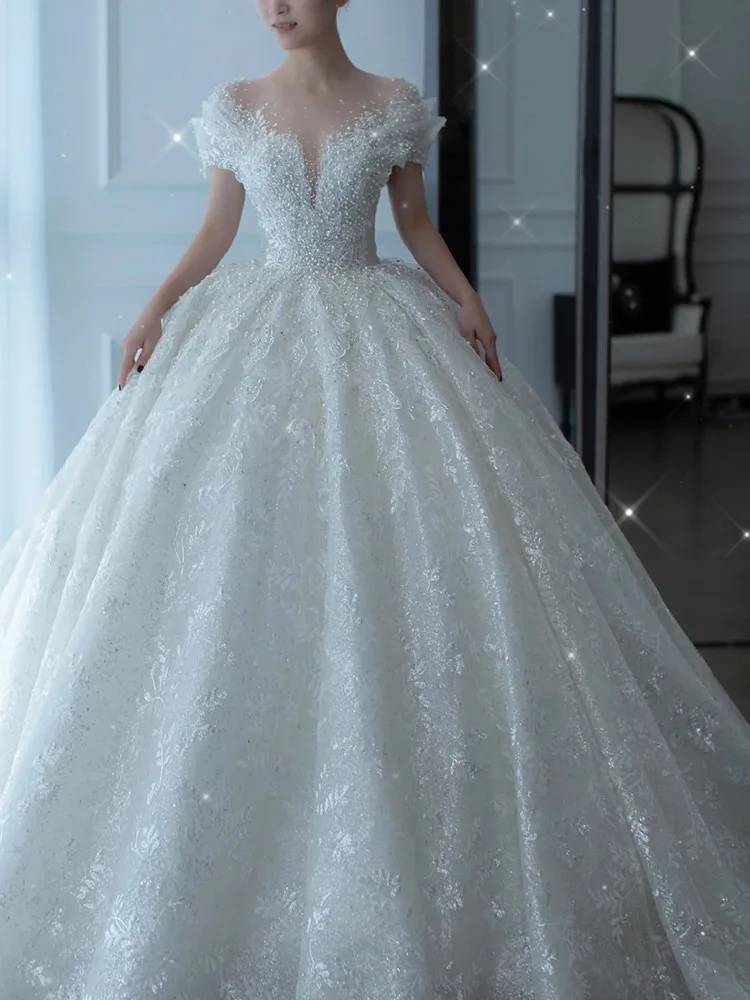 Prinzessinnen Luxus Kristall, Perlen, Hochzeitskleid