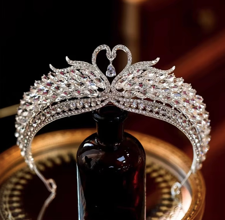 Schwan Kristall Braut Tiara Diadem Bente Kopfschmuck