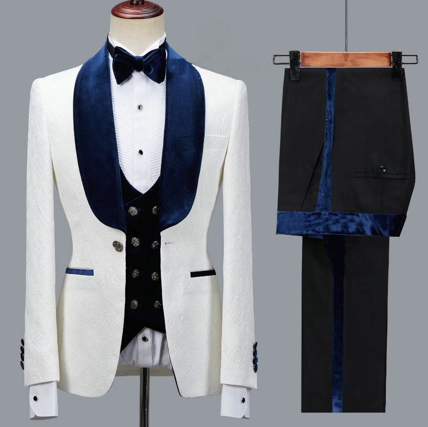 Hochzeitsanzug Anais für den Bräutigam Navyblau Weiß