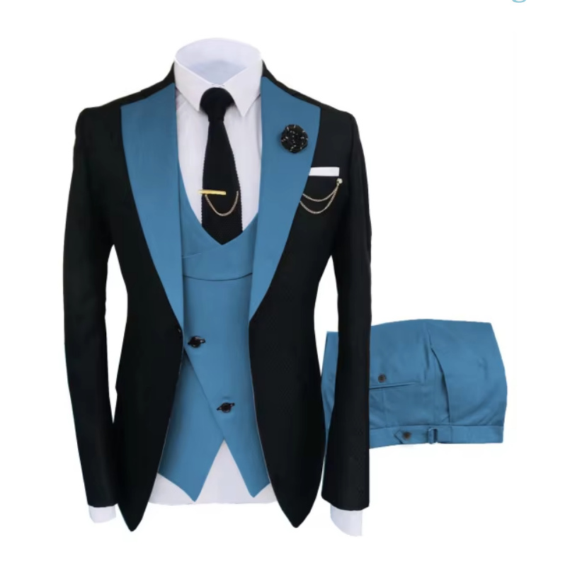 Hochzeitsanzug Anno für den Bräutigam Blau Schwarz Dreiteilig