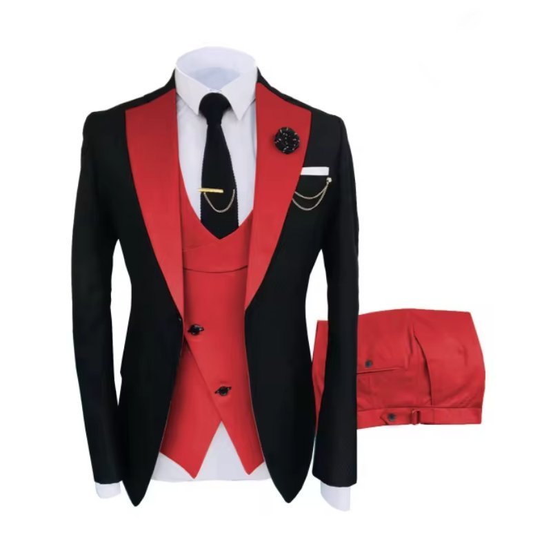 Hochzeitsanzug Anno für den Bräutigam Rot Schwarz Dreiteilig