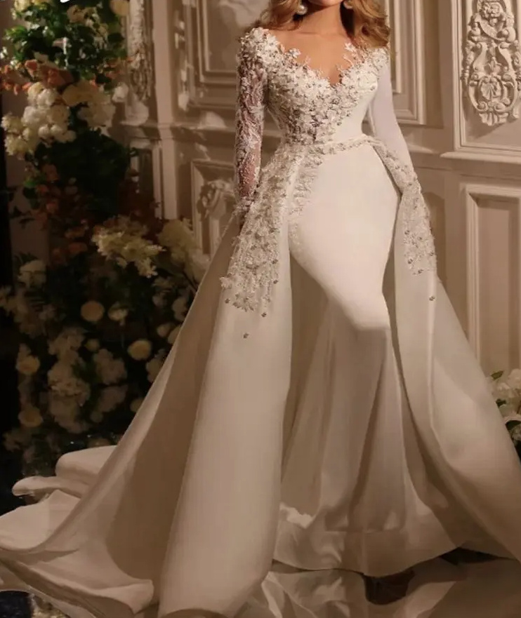 2 in 1 Meerjungfrau Brautkleid Arlene mit Abnehmbarem Schleppe