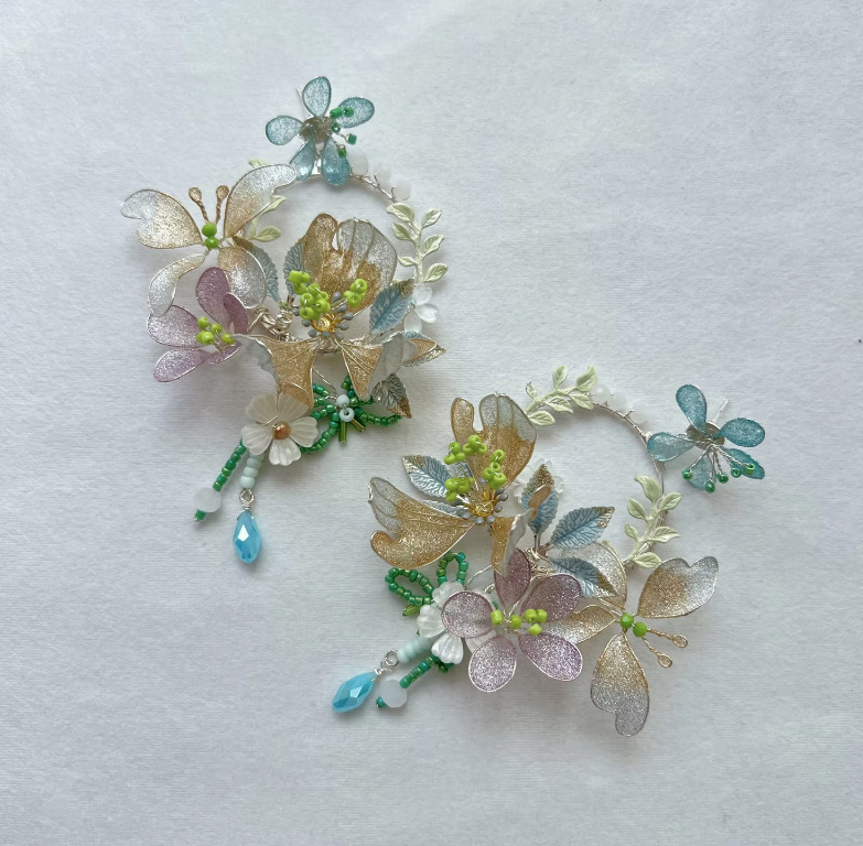 Boho Style Blumen Braut Ohrringe Bella Hängend