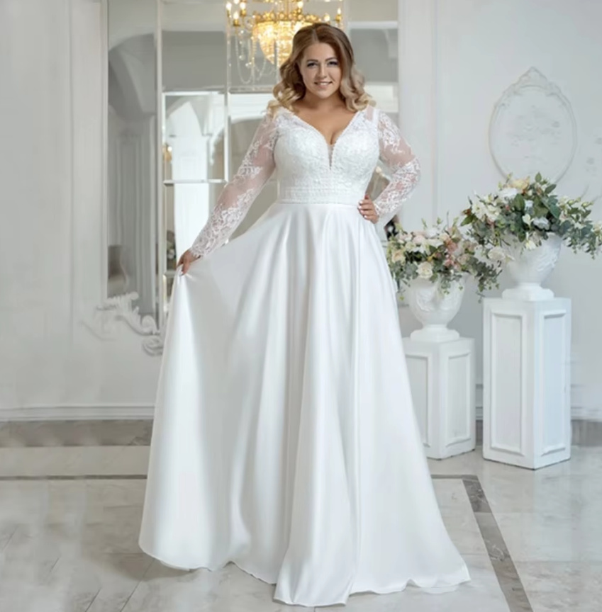 Langarm Plus Size Empire Brautkleid Blossom