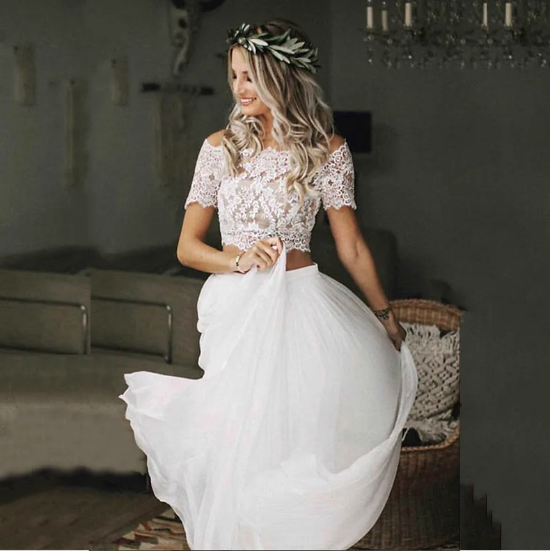 Zweiteiliges Brautkleid Amica mit Spitze Bodenlang