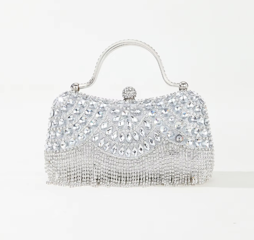 Glitzer Strass Brauttasche in Silber