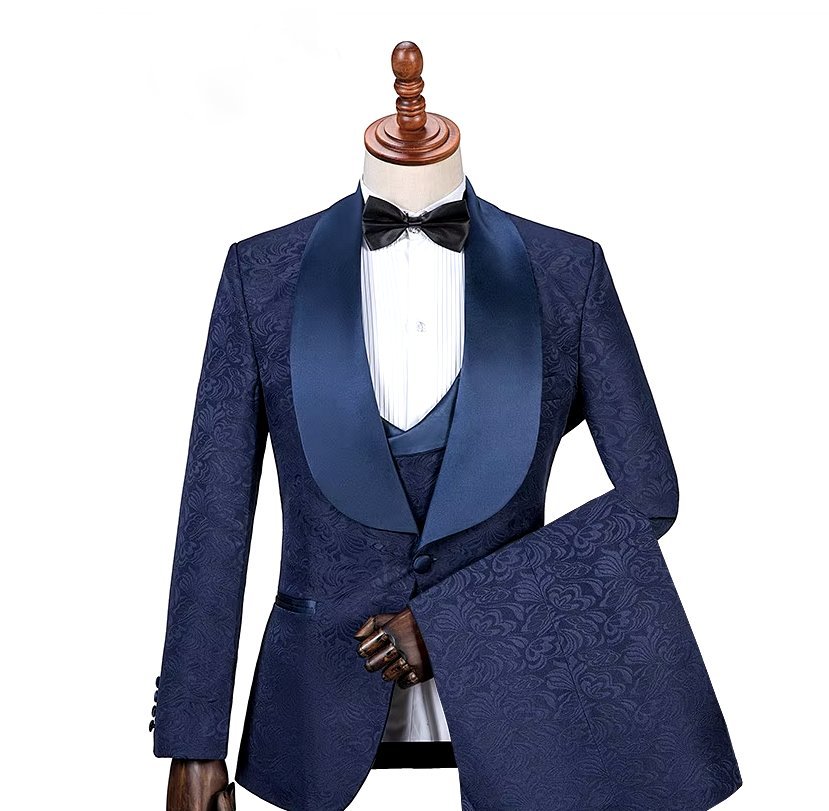 Hochzeitsanzug für den Bräutigam Dreiteilig mit Weste in Navyblau