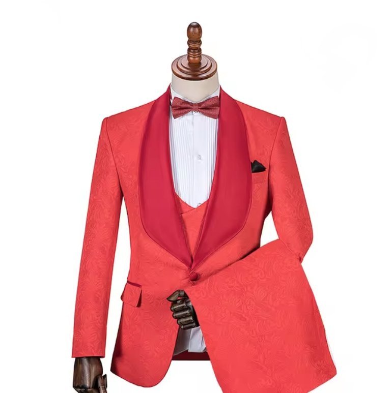 Hochzeitsanzug für den Bräutigam Dreiteilig mit Weste in Orange