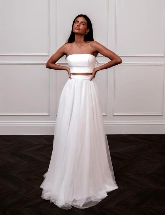 Schulterfreies Zweiteiliges Jersey Brautkleid Carola 