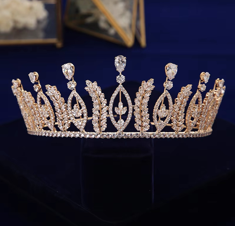 Zirkon Braut Krone Corona Klassisch in Gold