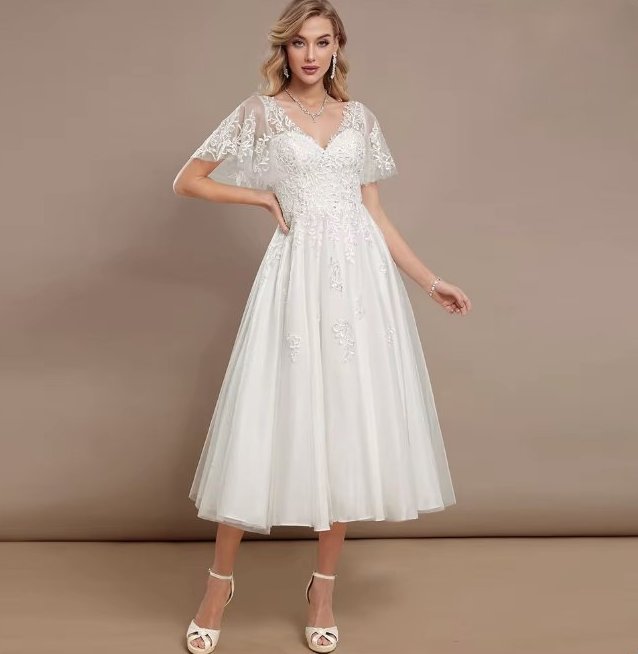 Vintage Style Brautkleid Alizee Wadenlang