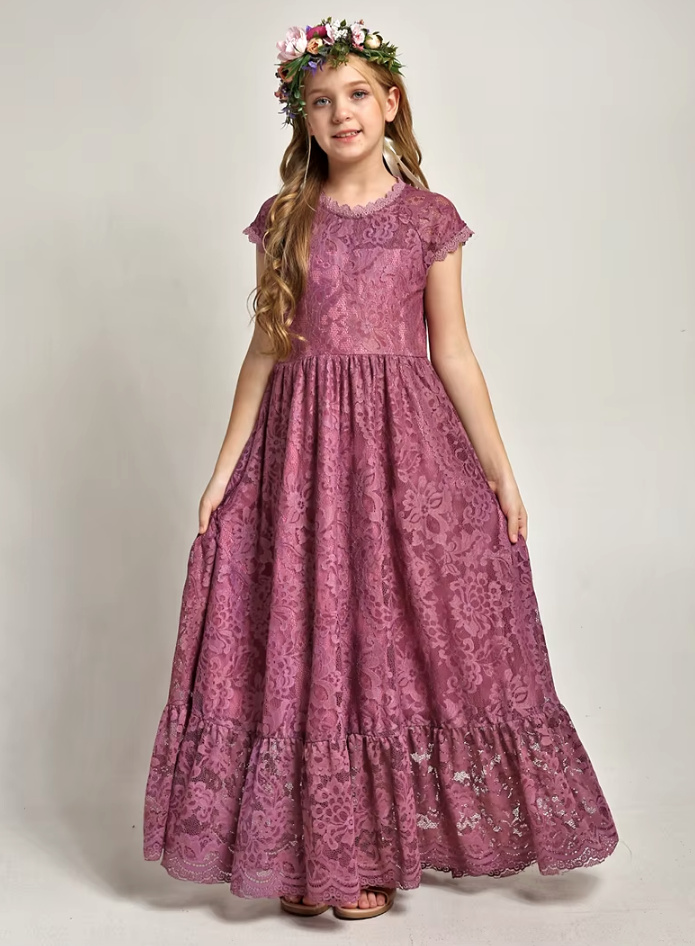 A Linie Boho Style Blumenmädchenkleid Christin in Flieder