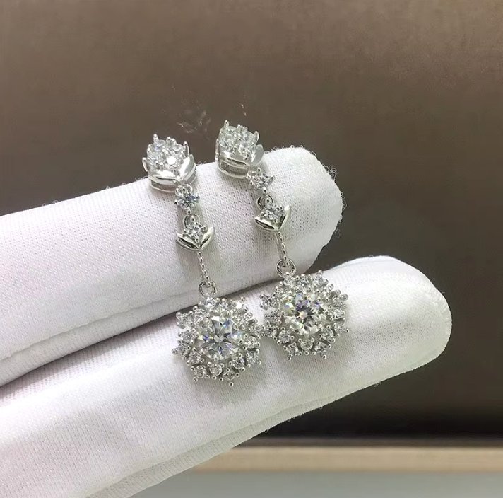 Silber Braut Ohrring Coco Hängend Brautschmuck