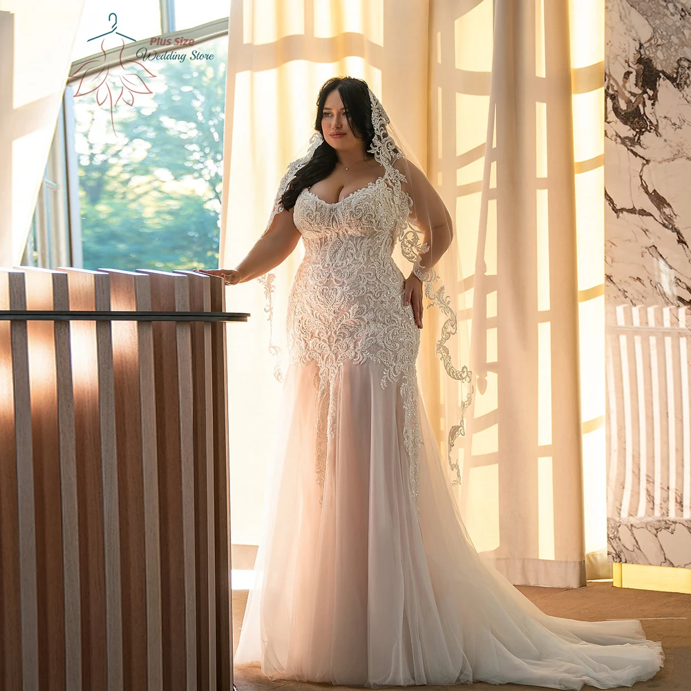 Sexy Meerjungfrau Brautkleid in plus Größe mit Spaghetti träger