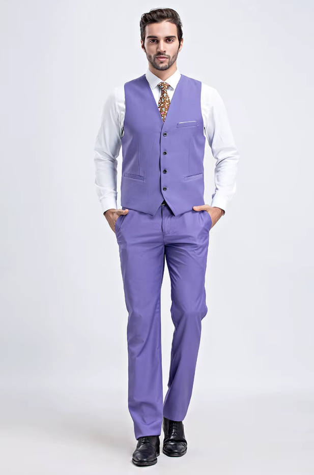 Bräutigam Outfit Weste mit Hose im Set Elegant in Lila