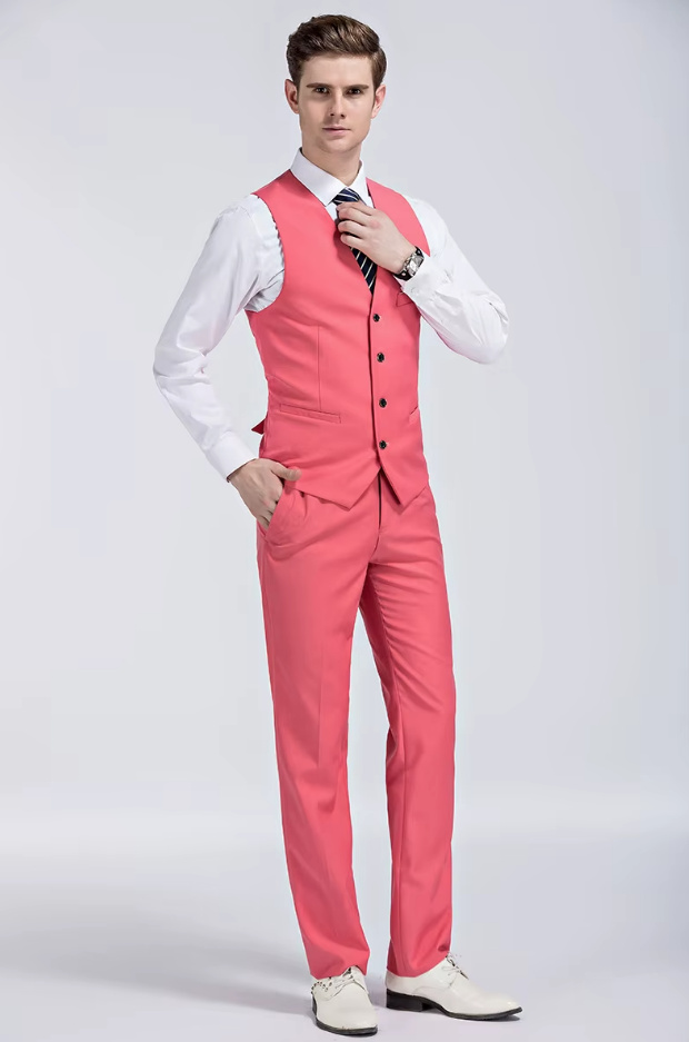 Bräutigam Outfit Weste mit Hose im Set Elegant in Lachs