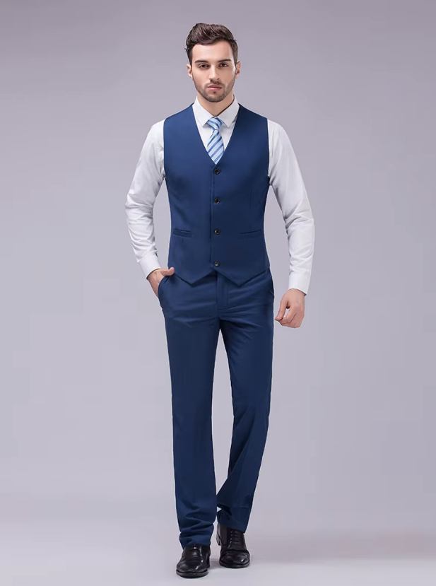 Bräutigam Outfit Weste mit Hose im Set Elegant in Navyblau