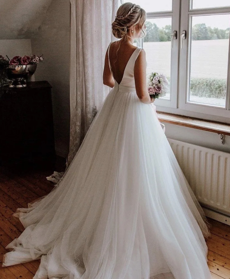 A Linie Tüll Brautkleid Adele mit Rückenausschnitt