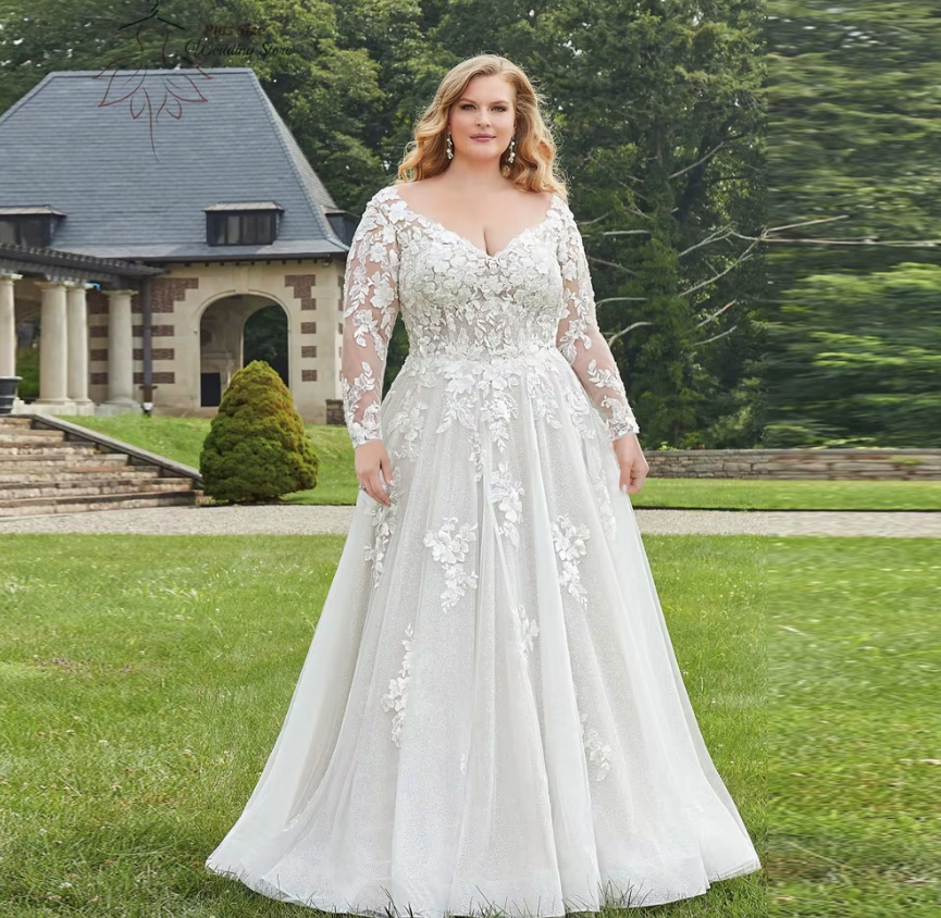 Langarm A Linie Brautkleid Enrica Klassisch mit Spitze und Schleppe