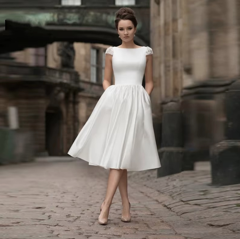 A Linie Standesamt Brautkleid Charlie Schlicht Wadenlang