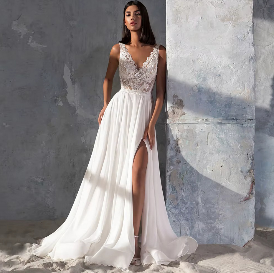  Ärmelloses Brautkleid 2025 Denise mit Spitze Schleppe und Rückenausschnitt