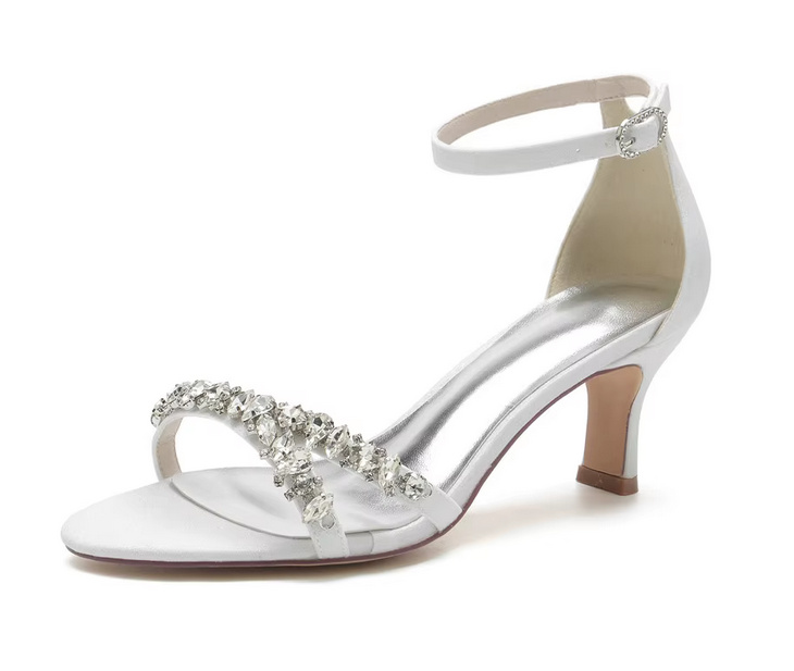 Glitzer Brautsandalen Brautschuhe Dominique mit Knöchelriemen