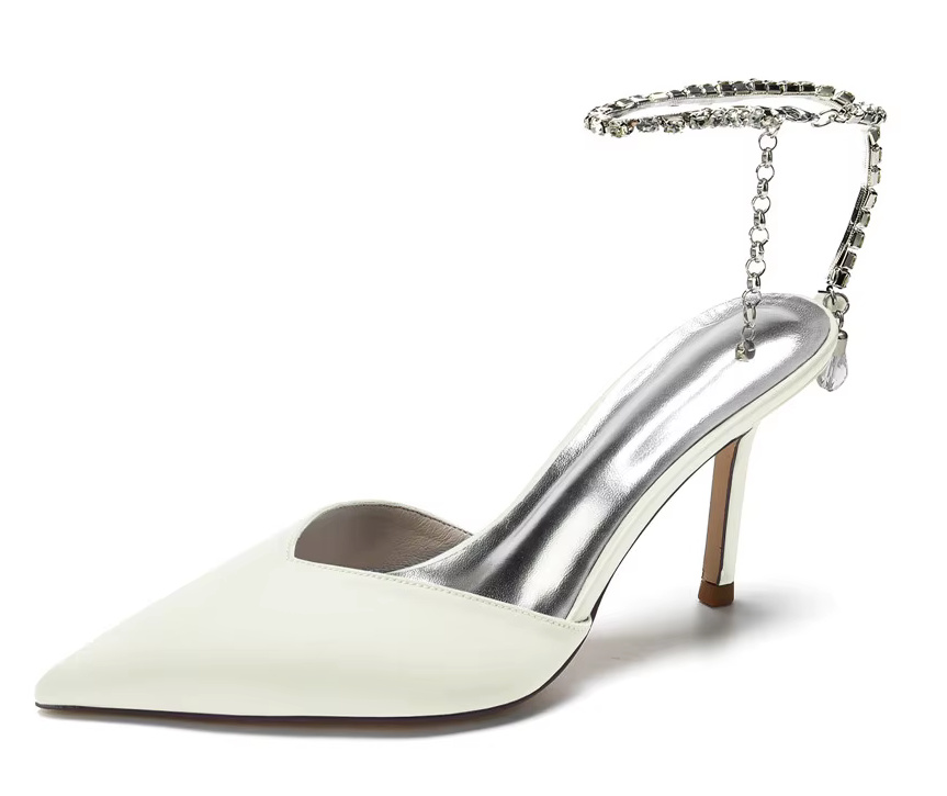 Kristallverzierte Satin-Stilettos – Elegante High Heels für Hochzeit & Event