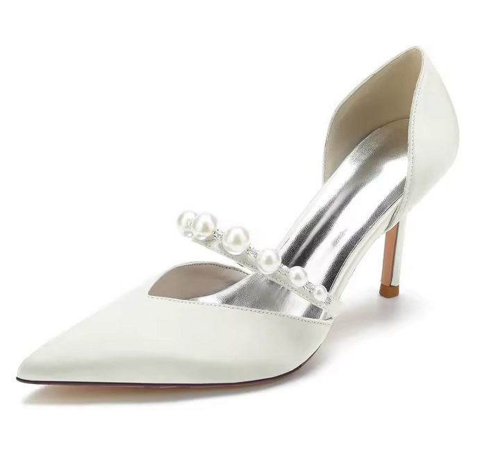 Braut Pumps High Heel Hochzeitsschuhe mit Perlen
