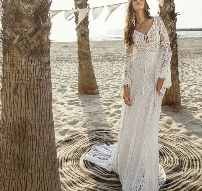 Boho Style Langarm Brautkleid Annabelle aus Spitze