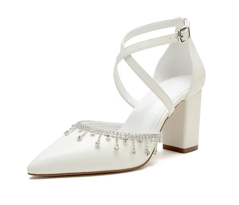 Blockabsatz Brautschuhe Dörte Hochzeitsschuhe mit Strass und Knöchelriemen